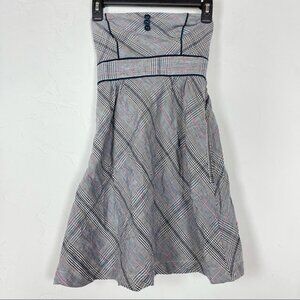 Guess Jeans Dress Strapless Plaid Mini Navy Blue‎